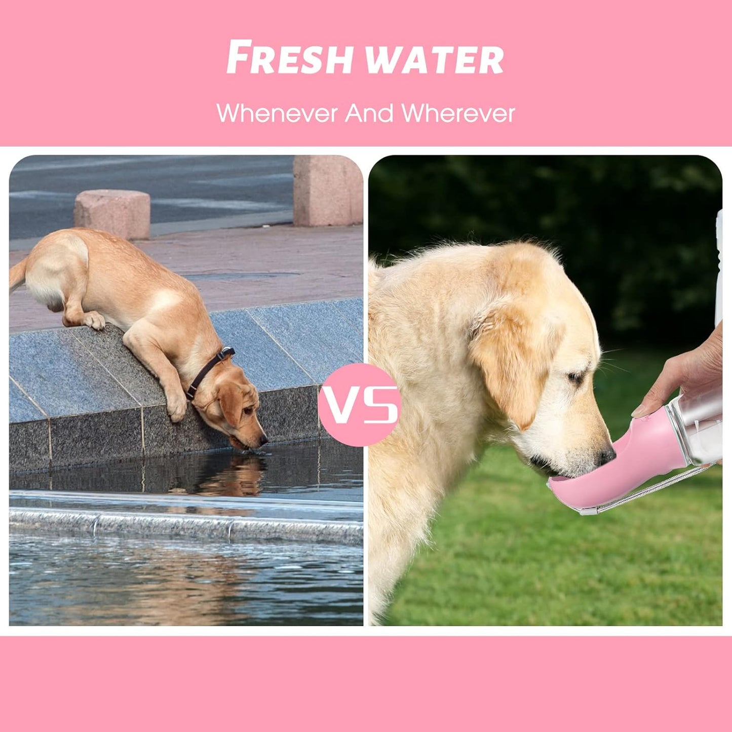 Dog Water Bottle, Leak Proof Portable Puppy Water Dispenser with Drinking Feeder for Pets Outdoor Walking, Hiking, Travel