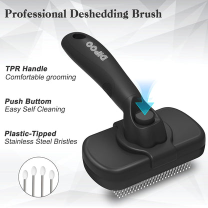 Self Cleaning Shedding Brush - Skin Friendly Grooming Tool for Dogs, Cats, and Puppies, Deshedding and Hair Removal for Long and Short Haired Pets,