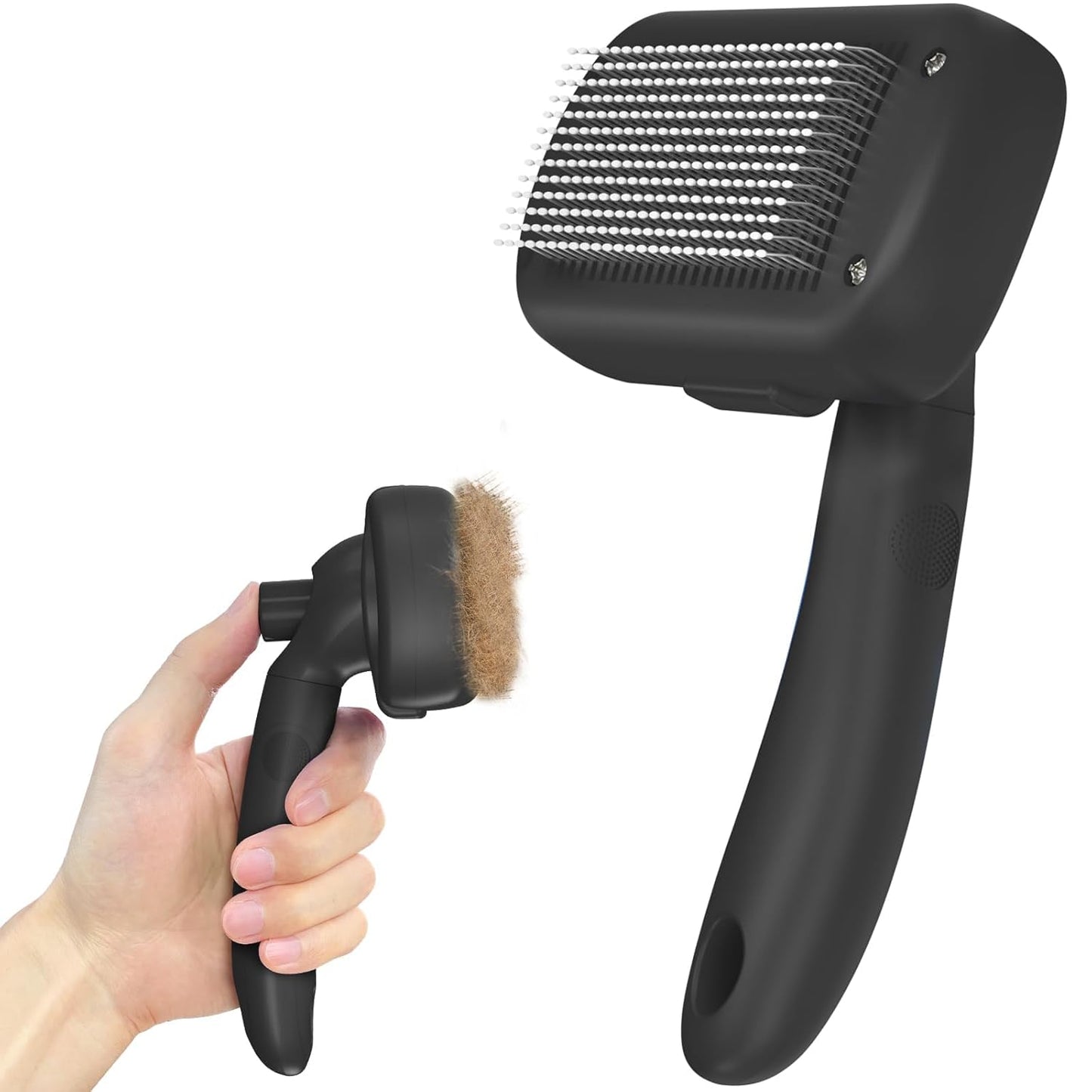 Self Cleaning Shedding Brush - Skin Friendly Grooming Tool for Dogs, Cats, and Puppies, Deshedding and Hair Removal for Long and Short Haired Pets,
