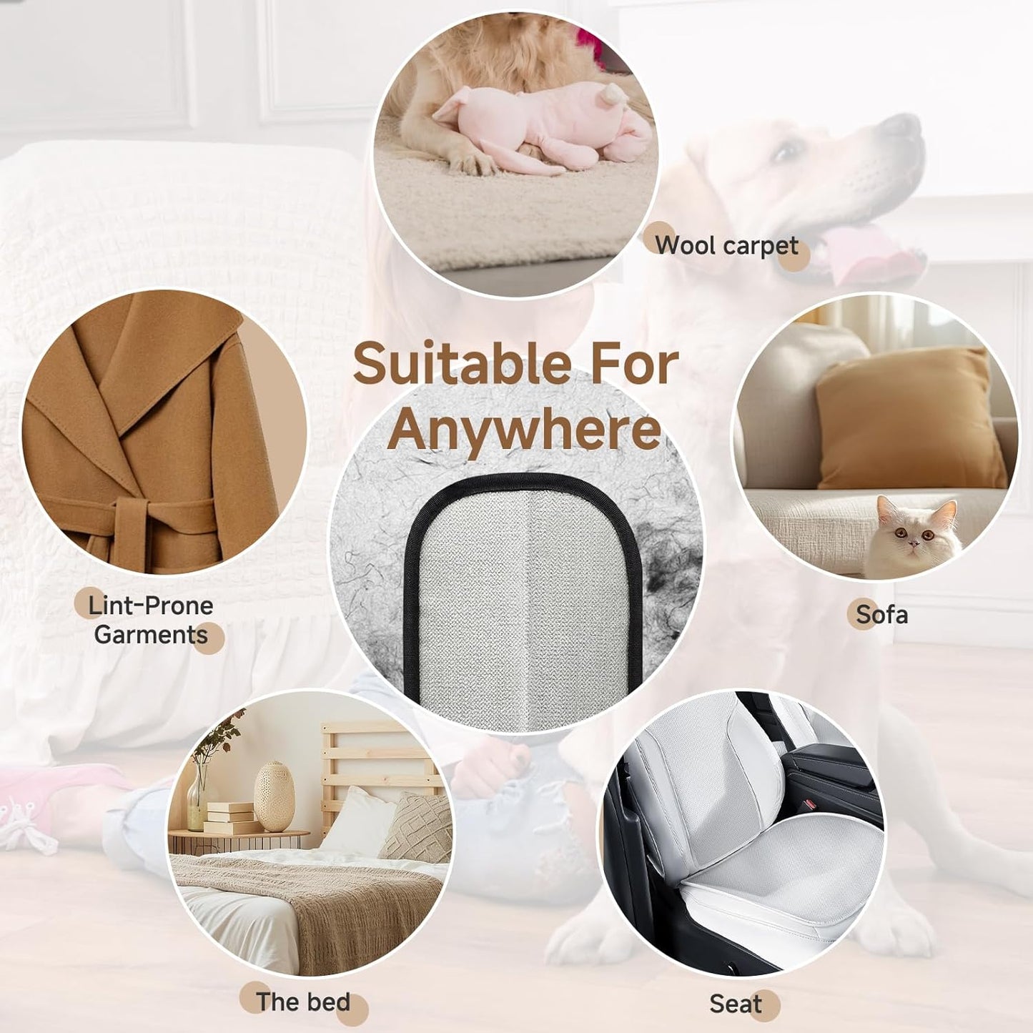 2Pcs Pet Hair Remover Gloves Brush for Dogs & Cats,Electrostatic Reusable Pet Hair Remover Tool for Laundry,Clothing,Couch,Carpet,Car Seat,Upgraded Animal Fur Removal Tool