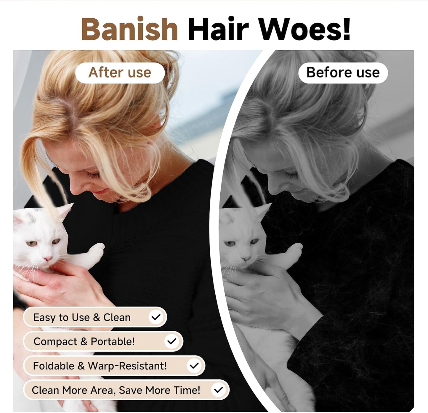 2Pcs Pet Hair Remover Gloves Brush for Dogs & Cats,Electrostatic Reusable Pet Hair Remover Tool for Laundry,Clothing,Couch,Carpet,Car Seat,Upgraded Animal Fur Removal Tool