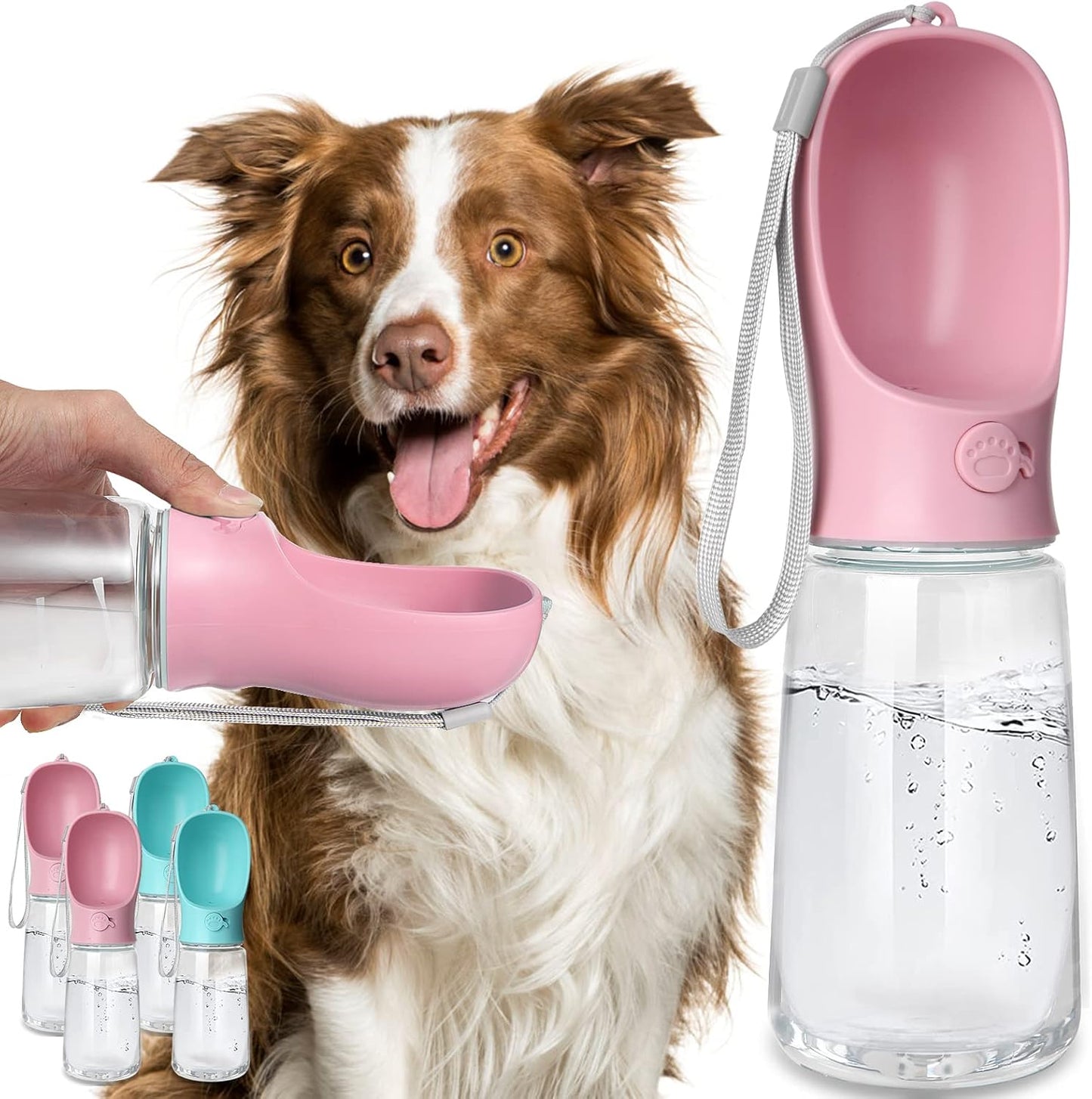 Dog Water Bottle, Leak Proof Portable Puppy Water Dispenser with Drinking Feeder for Pets Outdoor Walking, Hiking, Travel