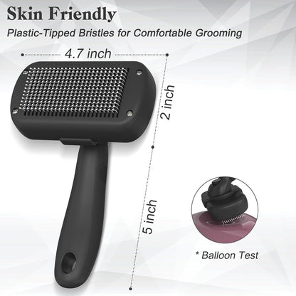 Self Cleaning Shedding Brush - Skin Friendly Grooming Tool for Dogs, Cats, and Puppies, Deshedding and Hair Removal for Long and Short Haired Pets,