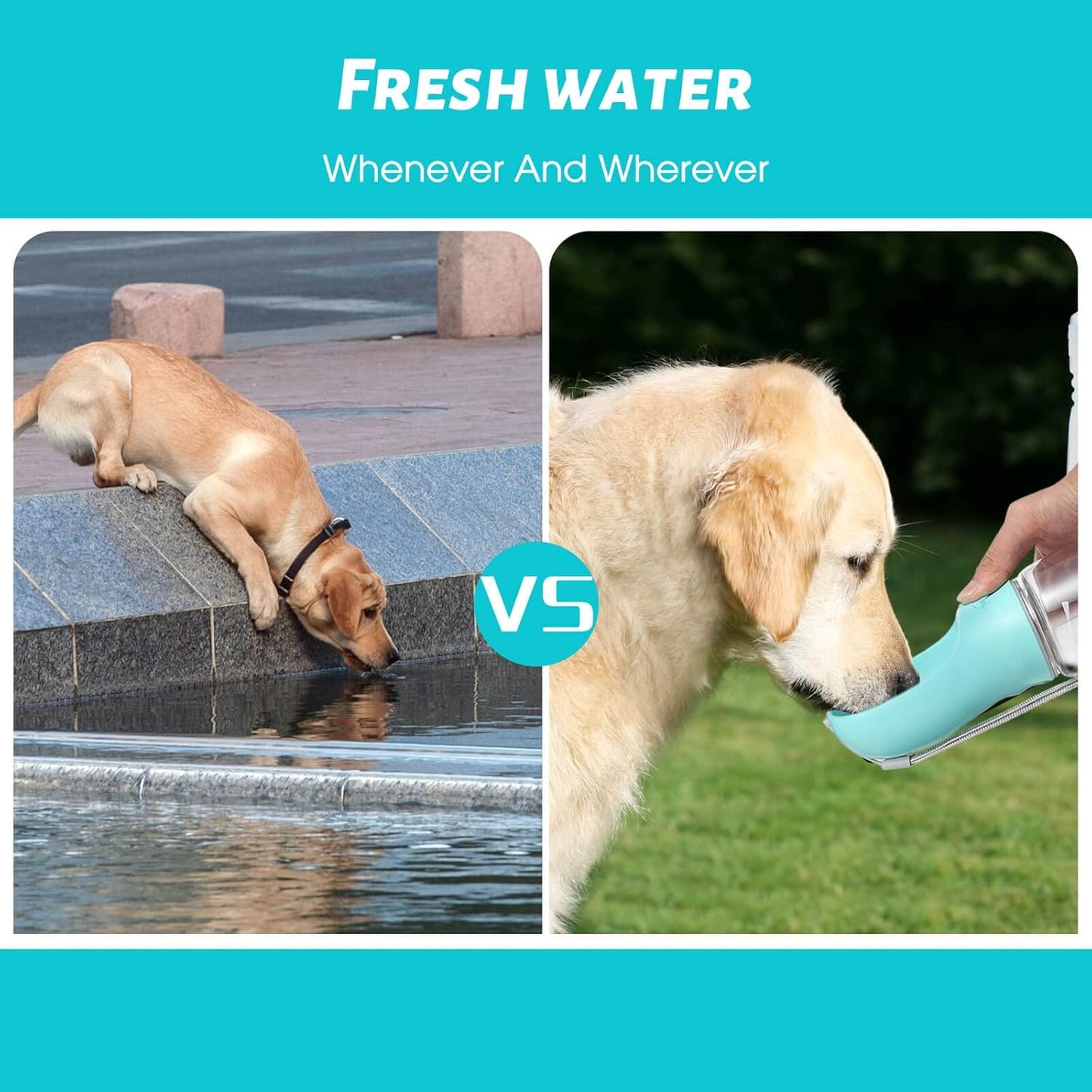 Dog Water Bottle, Leak Proof Portable Puppy Water Dispenser with Drinking Feeder for Pets Outdoor Walking, Hiking, Travel