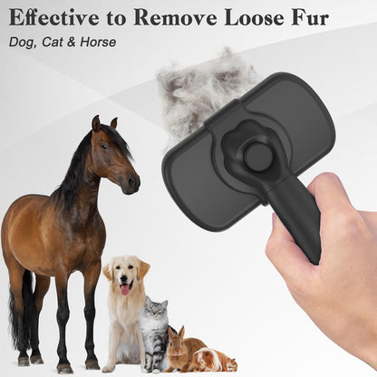Self Cleaning Shedding Brush - Skin Friendly Grooming Tool for Dogs, Cats, and Puppies, Deshedding and Hair Removal for Long and Short Haired Pets,
