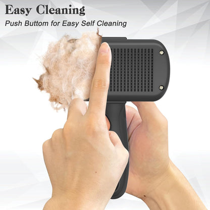 Self Cleaning Shedding Brush - Skin Friendly Grooming Tool for Dogs, Cats, and Puppies, Deshedding and Hair Removal for Long and Short Haired Pets,