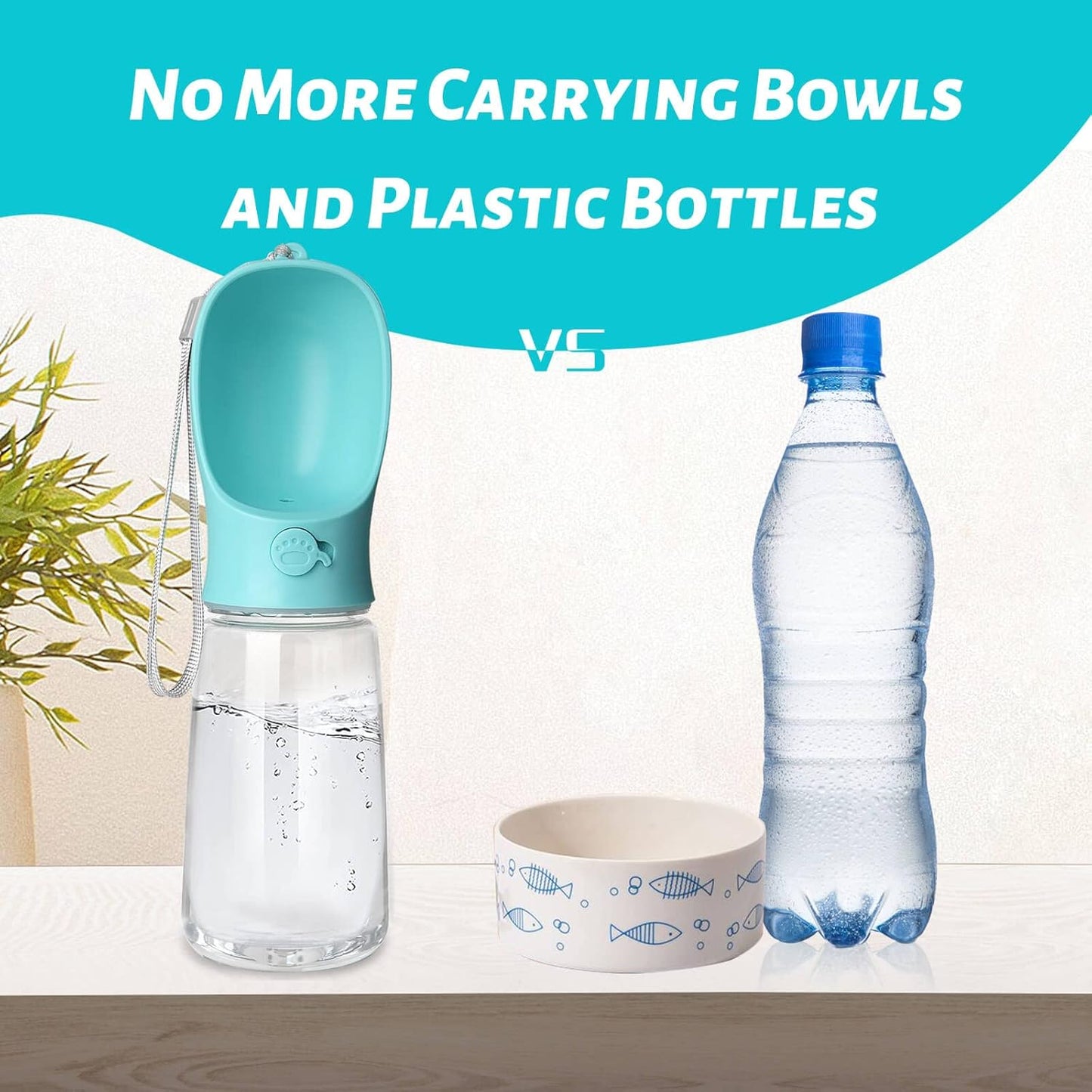 Dog Water Bottle, Leak Proof Portable Puppy Water Dispenser with Drinking Feeder for Pets Outdoor Walking, Hiking, Travel