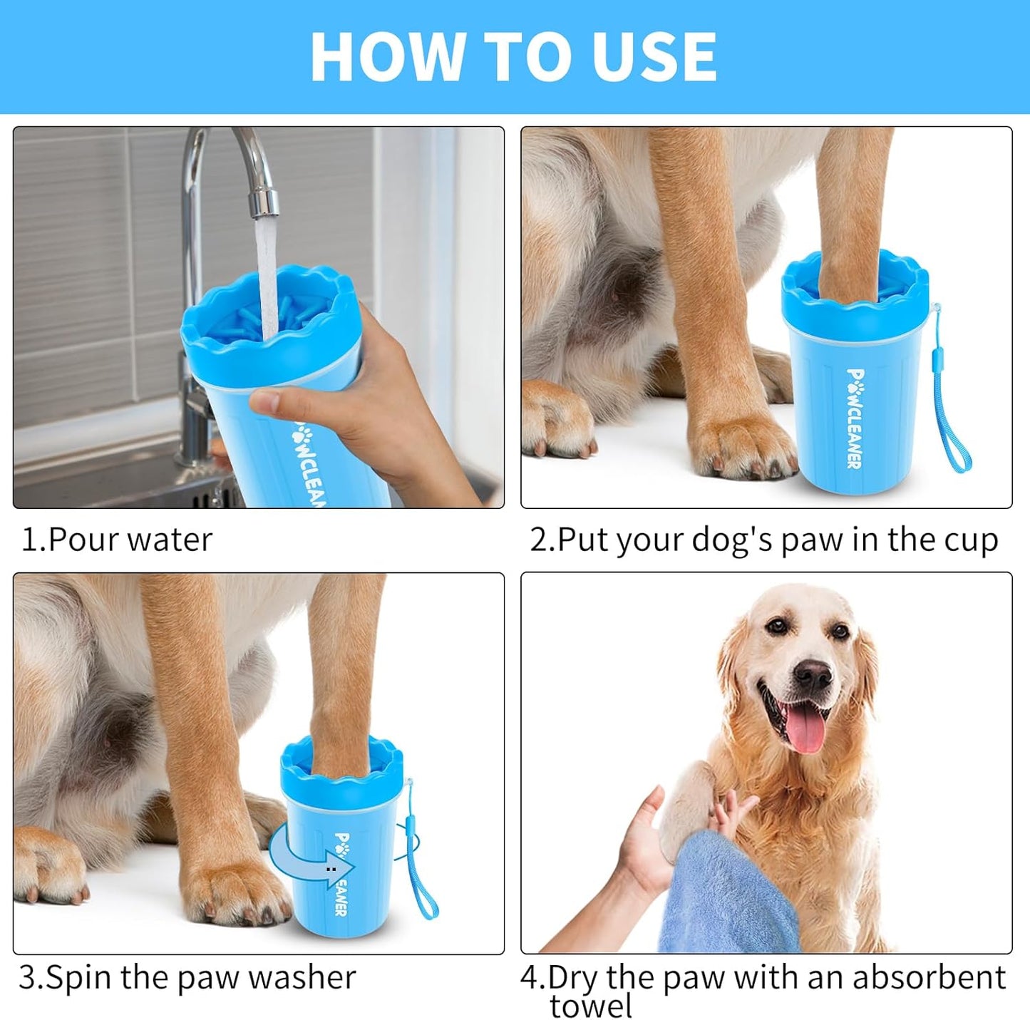 Professional 7 in 1 Dog Paw Cleaner for Dogs & Cats multi-functional paw cleaning cup for dogs and cats that gently removes dirt, mud, and debris