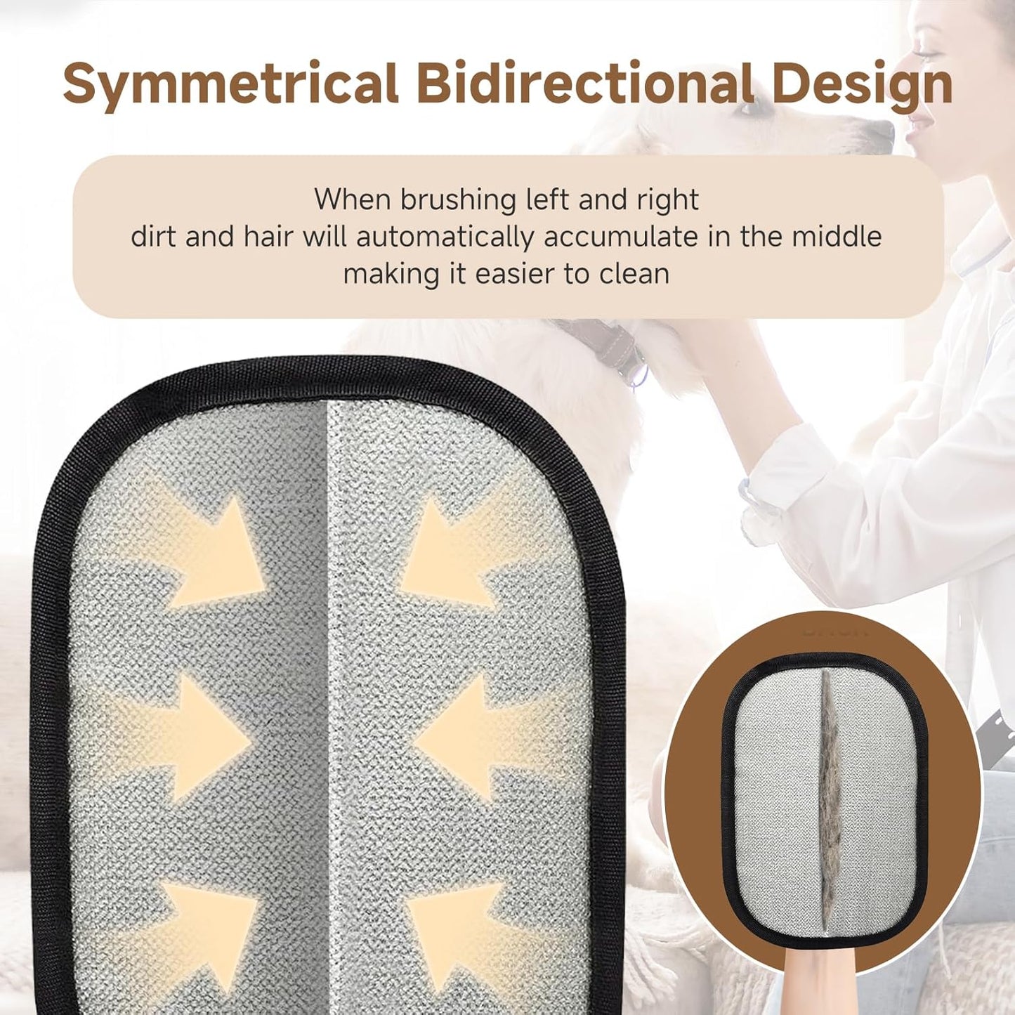 2Pcs Pet Hair Remover Gloves Brush for Dogs & Cats,Electrostatic Reusable Pet Hair Remover Tool for Laundry,Clothing,Couch,Carpet,Car Seat,Upgraded Animal Fur Removal Tool