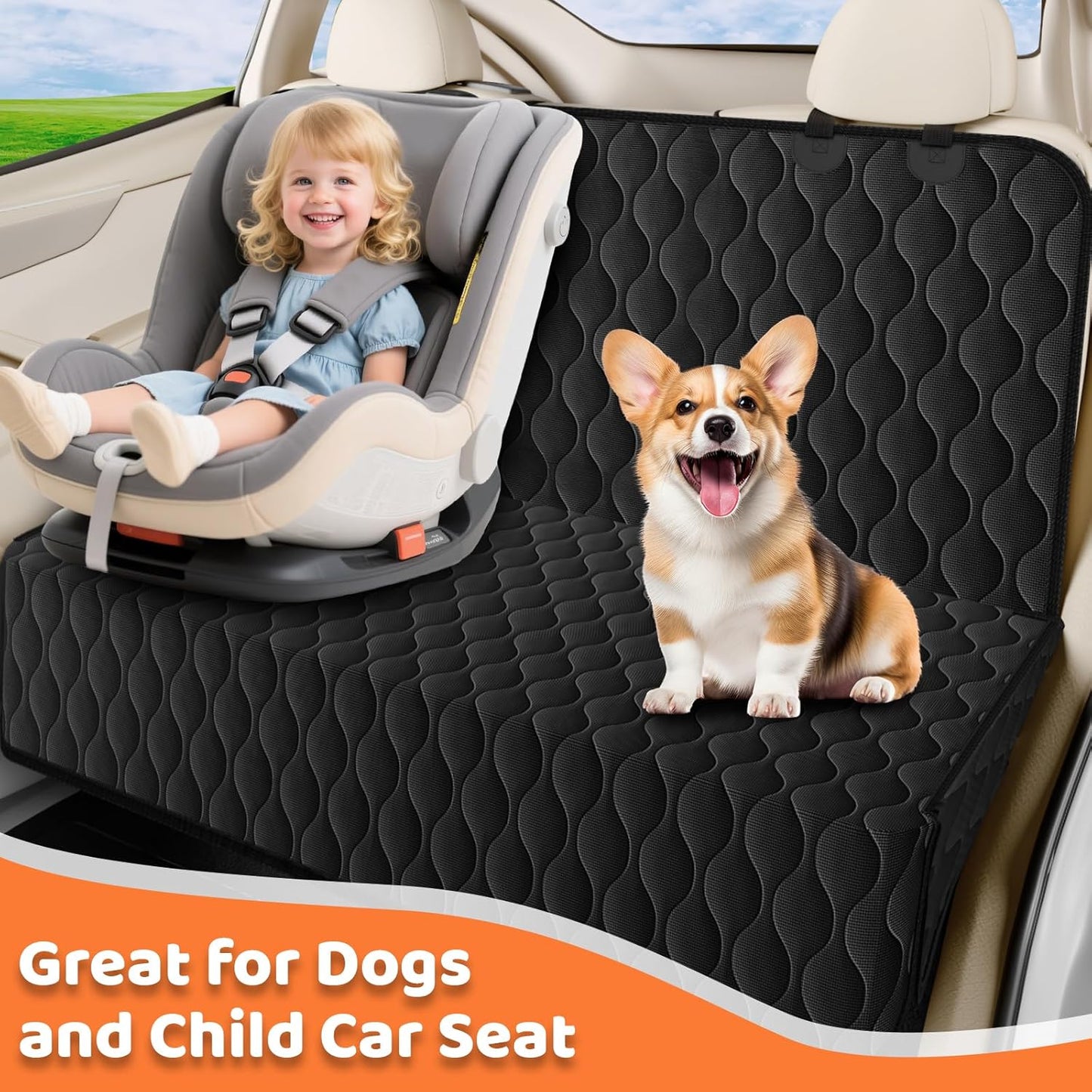 Dog Car Seat Covert - Waterproof Car Seat Protector for Child Carseat & Pets, Nonslip Car Seat Covers for Cars, SUVs & Small Trucks